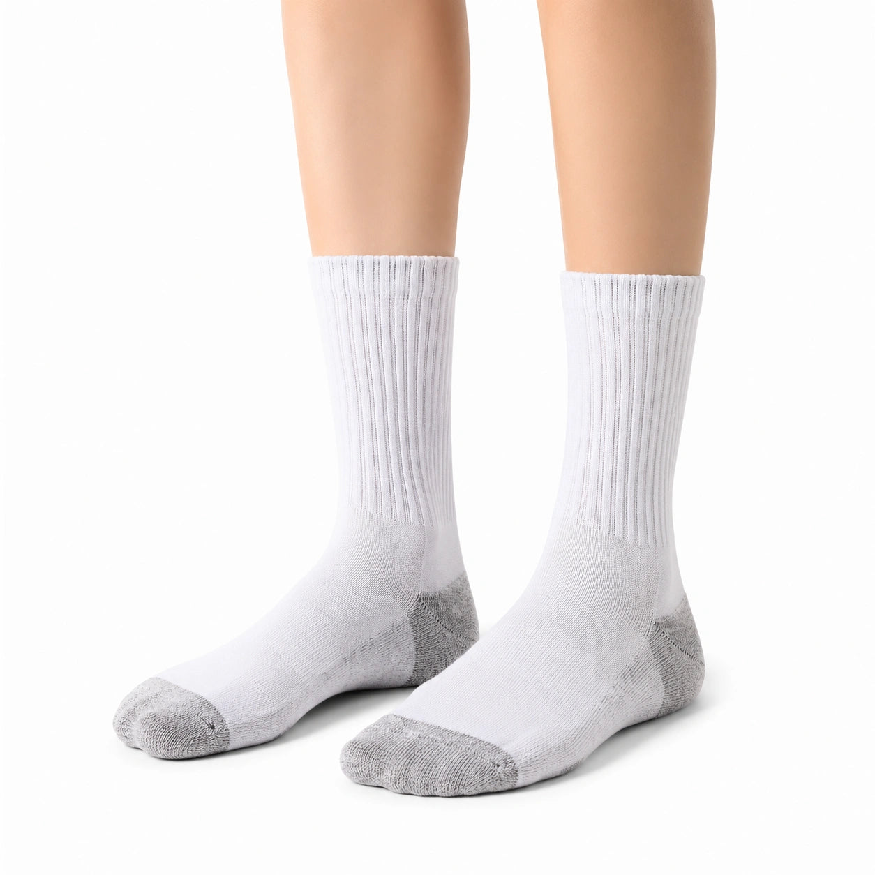 Calze sportive 43-46 in maglia bianco/grigio a coste