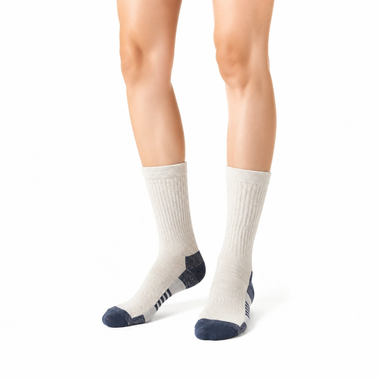 Calze sportive 43-46 in maglia beige e blu con rinforzi - stile casual
