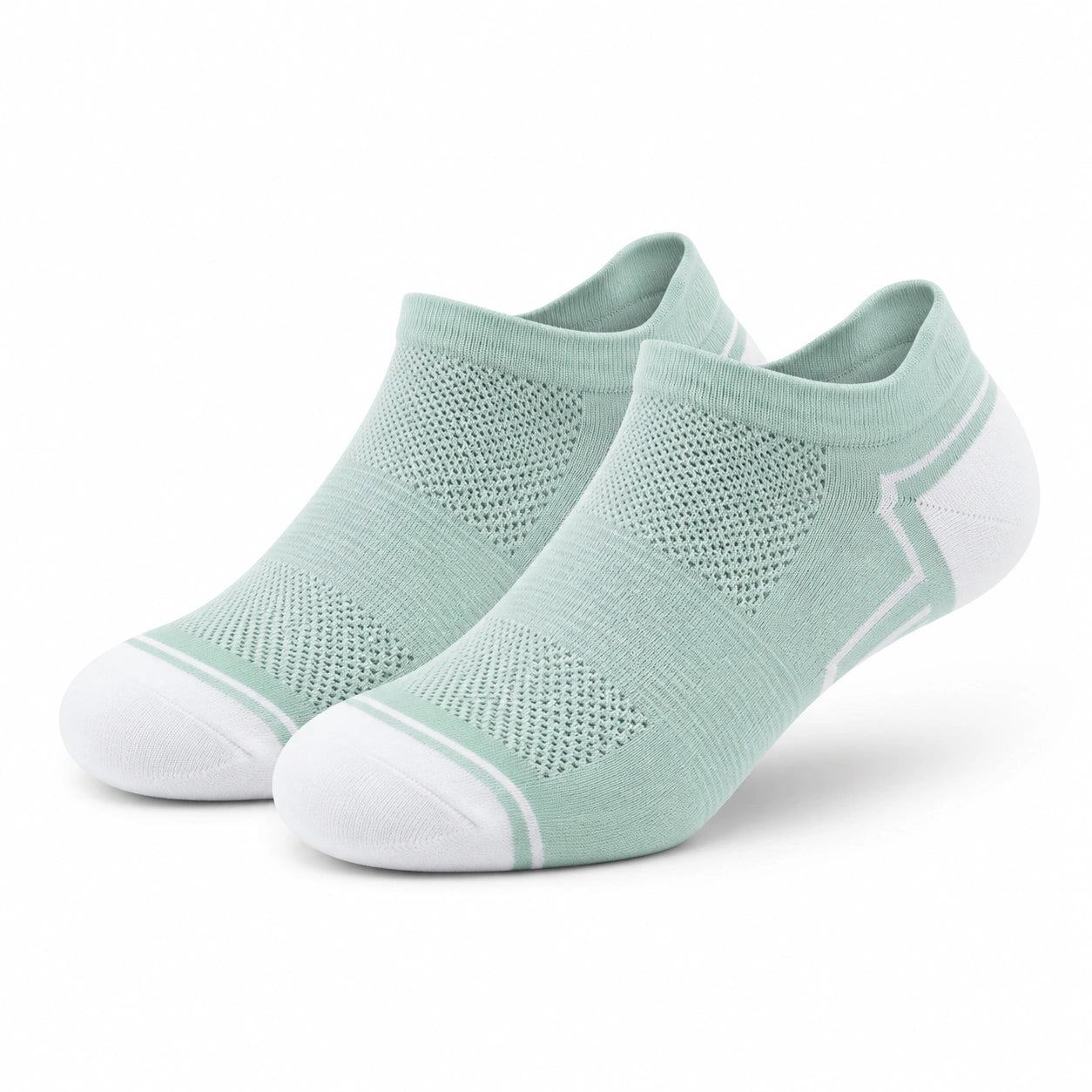 Calze corte 35-38 in tessuto a maglia verde menta e bianco traspiranti