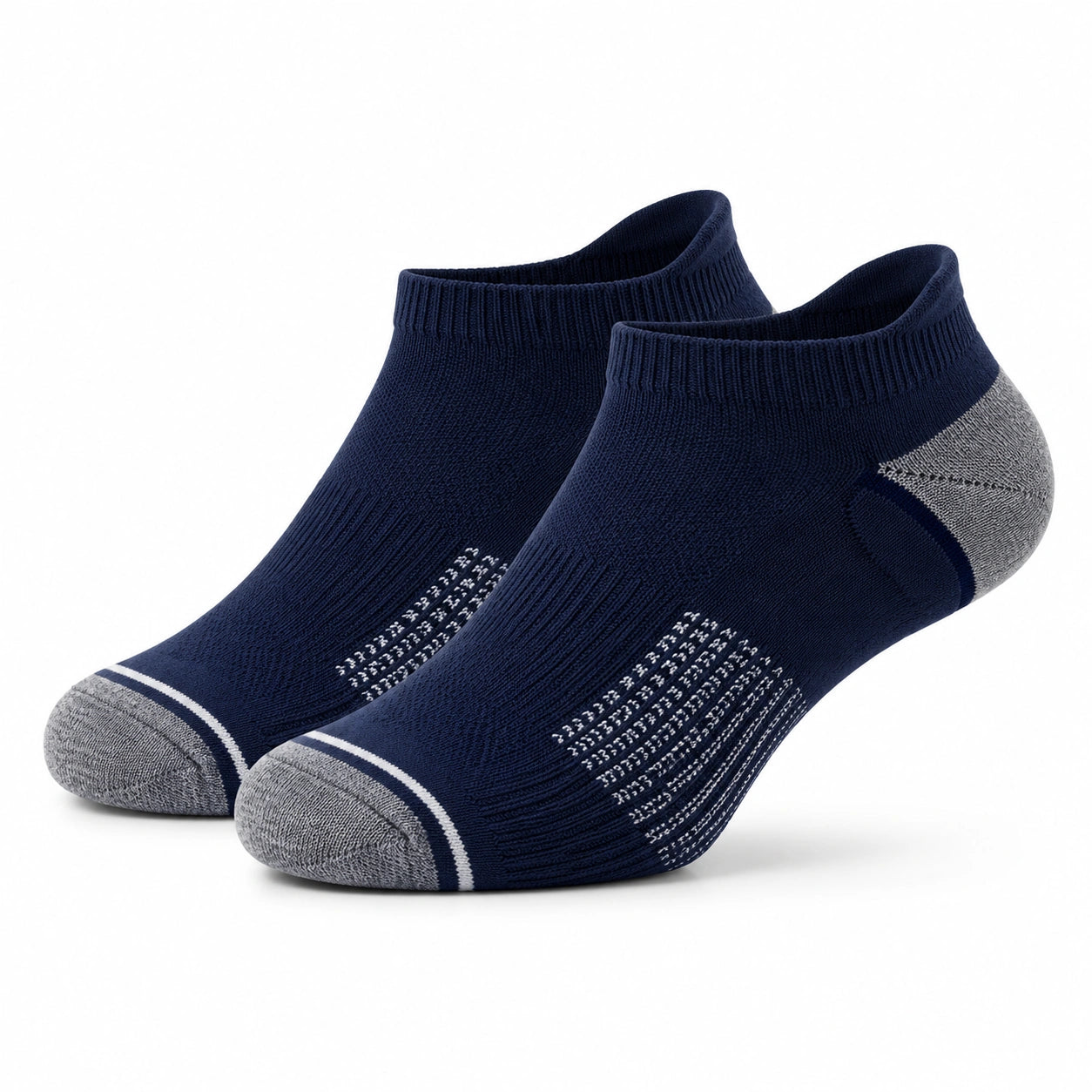 Calze sportive alla caviglia 43-46 in maglia blu navy e grigio con supporto plantare