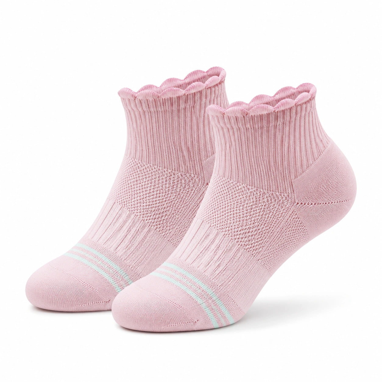 Calzini alla caviglia 43-46 in tessuto a maglia rosa con bordo ondulato