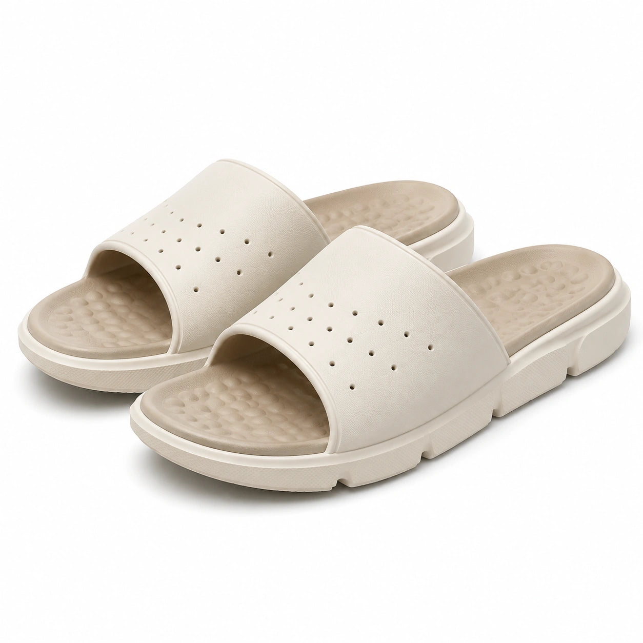 Ciabatte 40/41 in materiale sintetico beige - suola sagomata antiscivolo per uso quotidiano