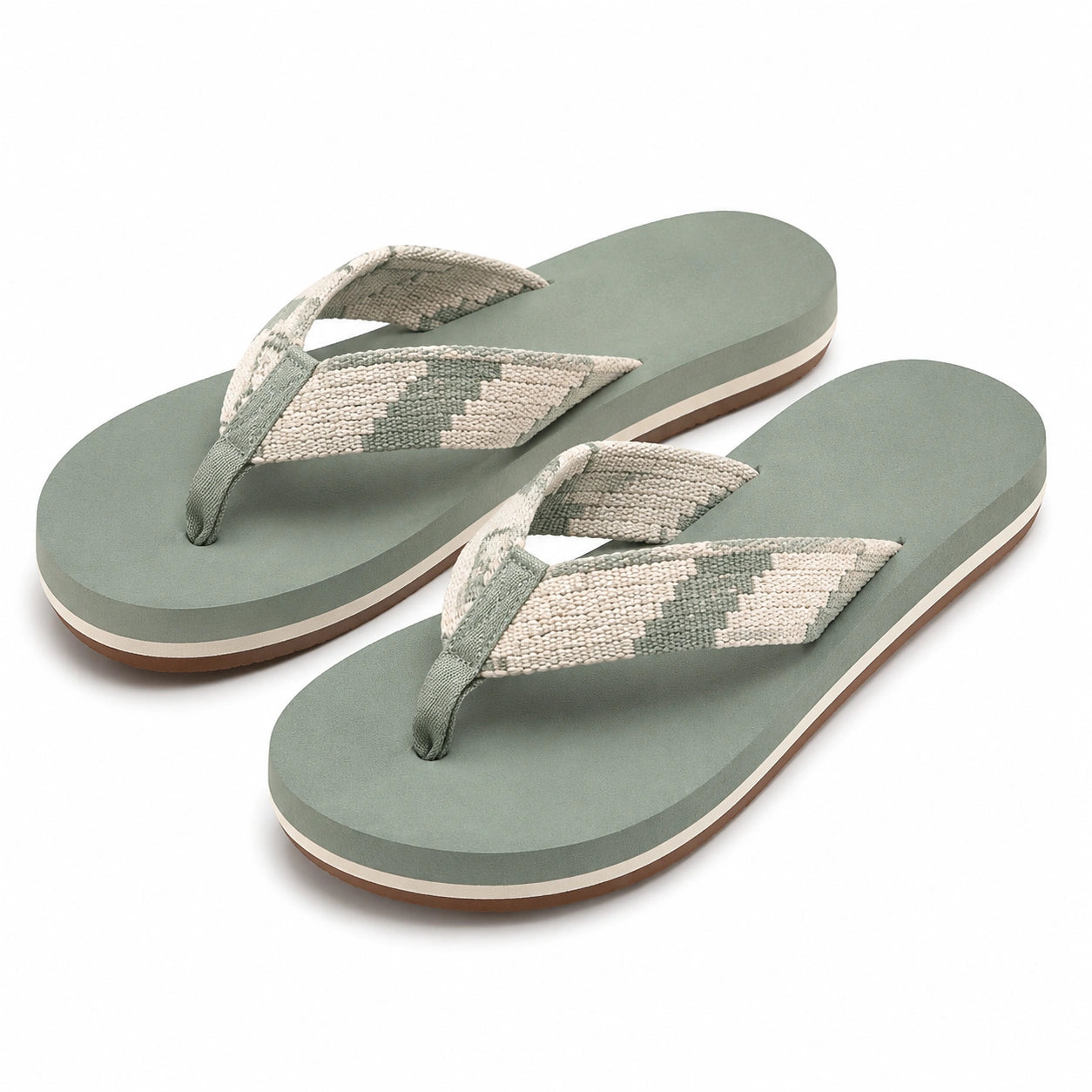 Infradito 42/43 verde salvia con fascia tessile - stile casual estivo