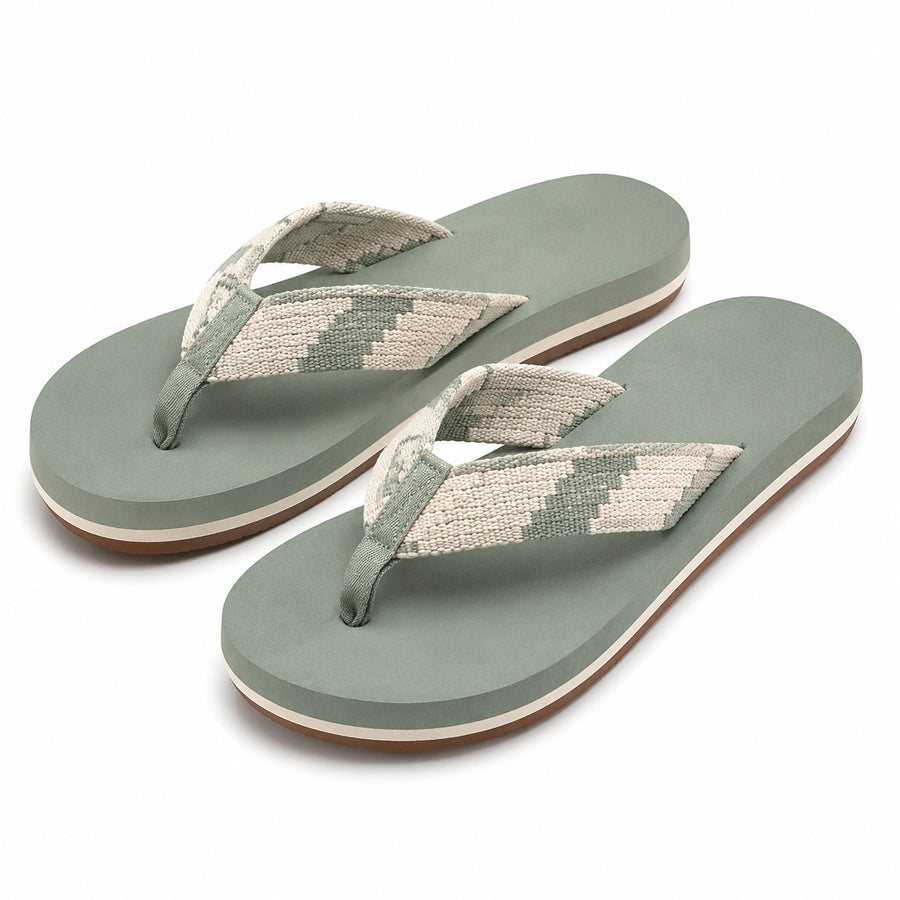 Infradito 42/43 verde salvia con fascia tessile - stile casual estivo