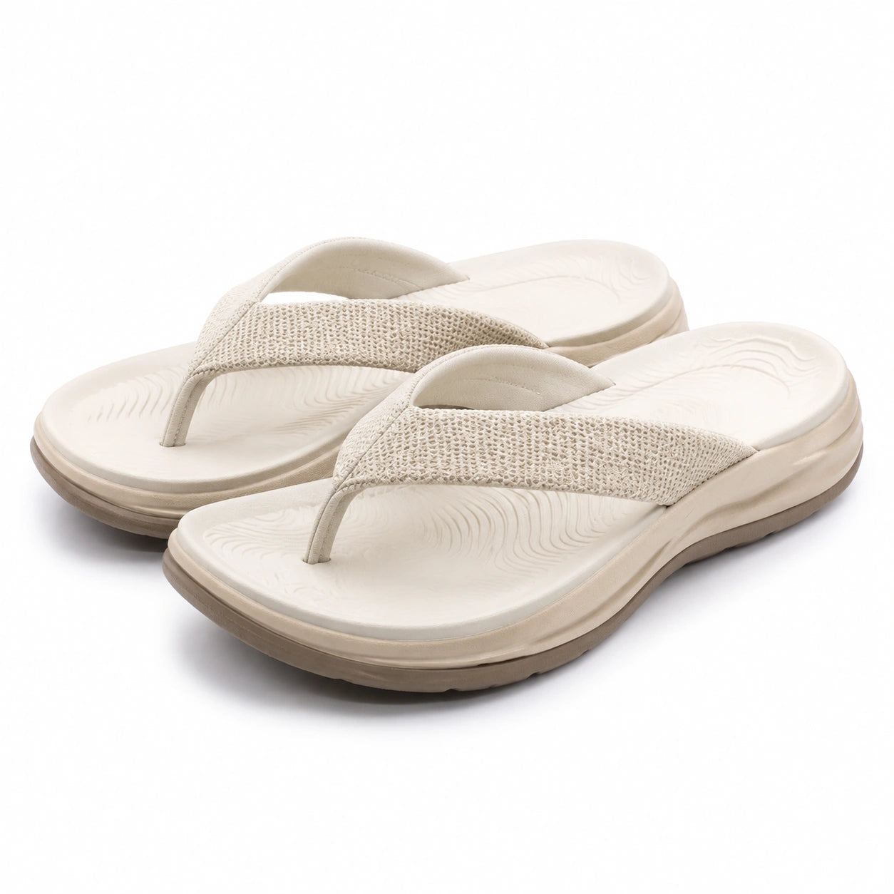 Infradito 38/39 beige con fascia in tessuto e suola ammortizzata