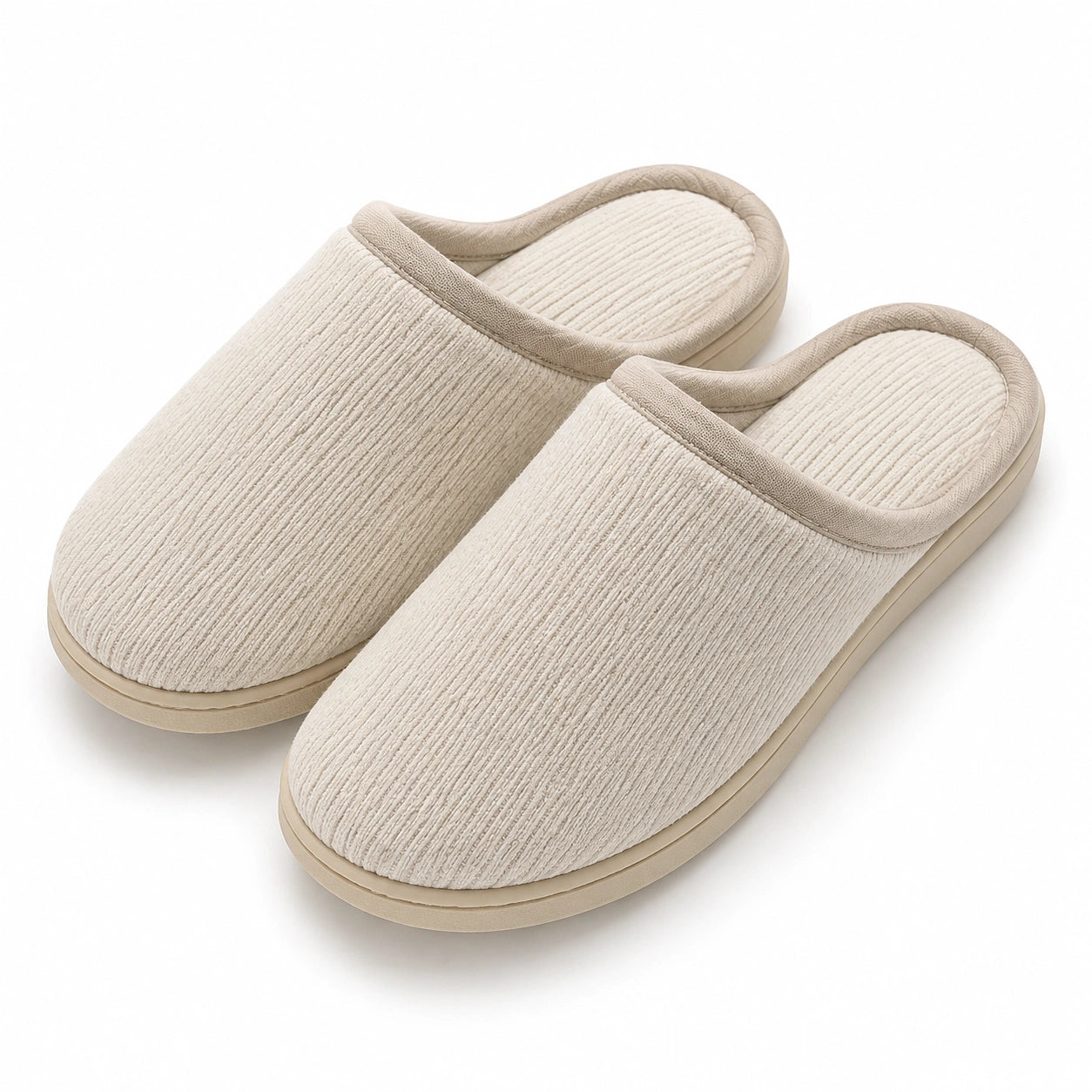 Pantofole da casa 40/41 in tessuto beige con suola antiscivolo