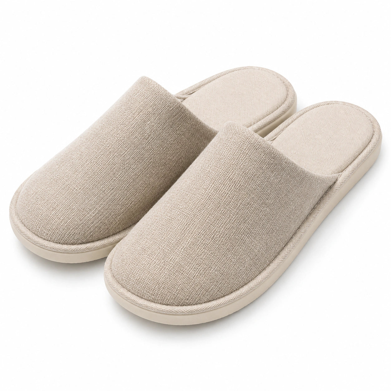Pantofole da casa 42/43 in tessuto beige con suola antiscivolo